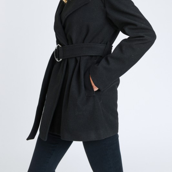 **PRICE FIRM** Belted Long Sleeve French Coat - Picture 6 of 8